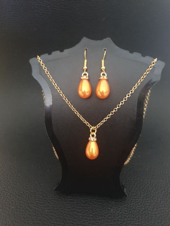 Parure fantaisie "Goutte" orange