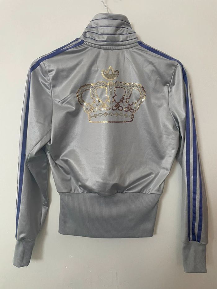 Veste Adidas Originals femme – Respect Me – Taille 38 – Grise & violette – Logo strass