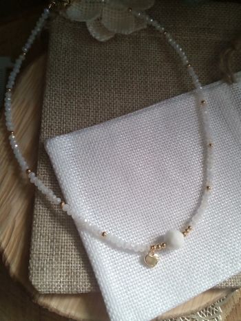 Collier love bohème blanc et doré