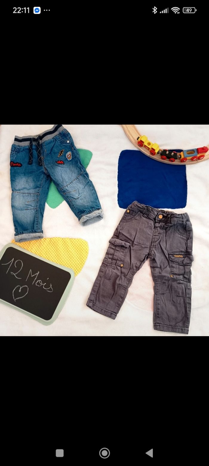 Lot jeans chauds et doublés 12 mois