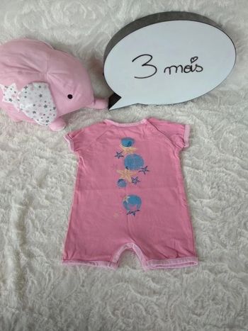 Barboteuse Combinaison été Combishort Fille 3 mois Étoile de mer 100% coton Carrefour