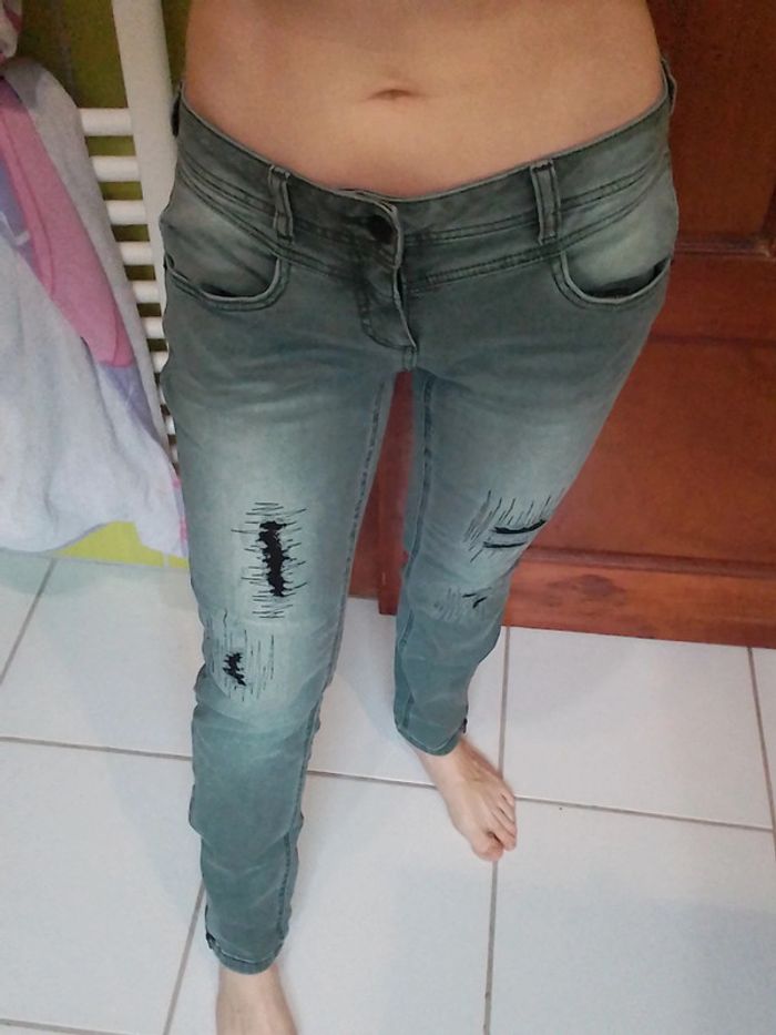 Jeans femme gris/vert Street One