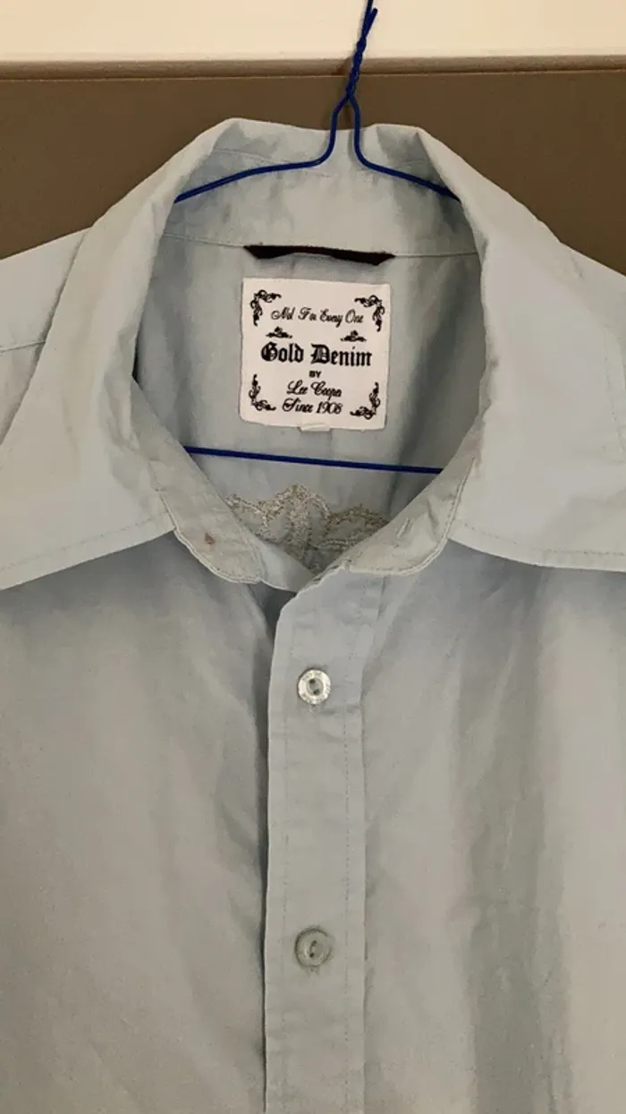 chemise homme manches longues bleu ciel couture au verso L Lee Cooper - photo numéro 2