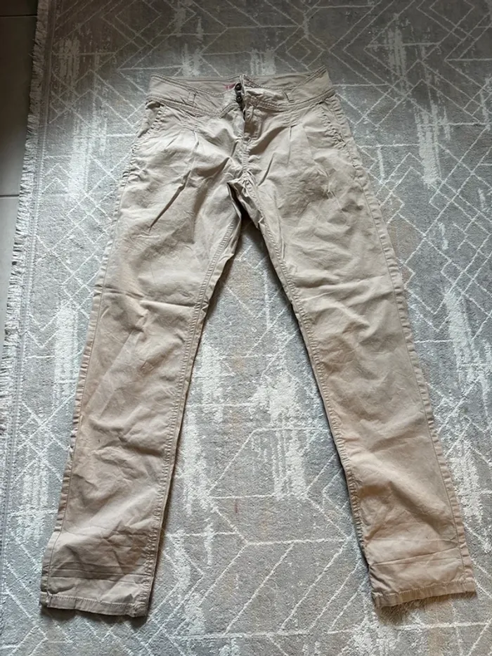 Pontalon femme beige taille S - photo numéro 4