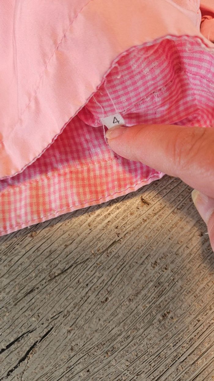 Veste à capuche réversible rose / rose à carreaux blancs, Hello Kitty, 4 ans - photo numéro 5