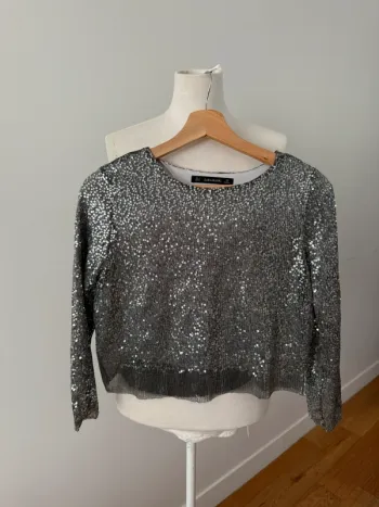Haut court Sequins Zara S/36