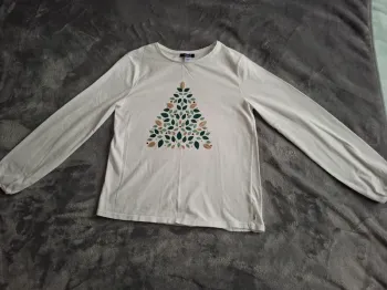 T shirt manches longues Noël blanc Okaïdi  fille 10 ans