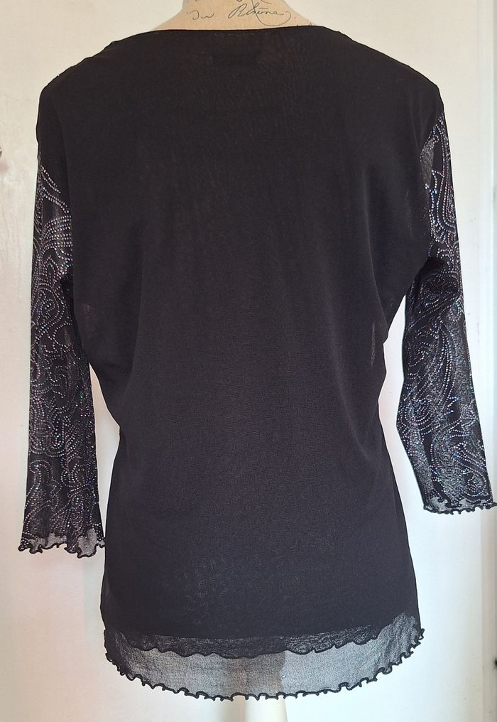 Tee-shirt manches 3/4 à strass brillants - photo numéro 4