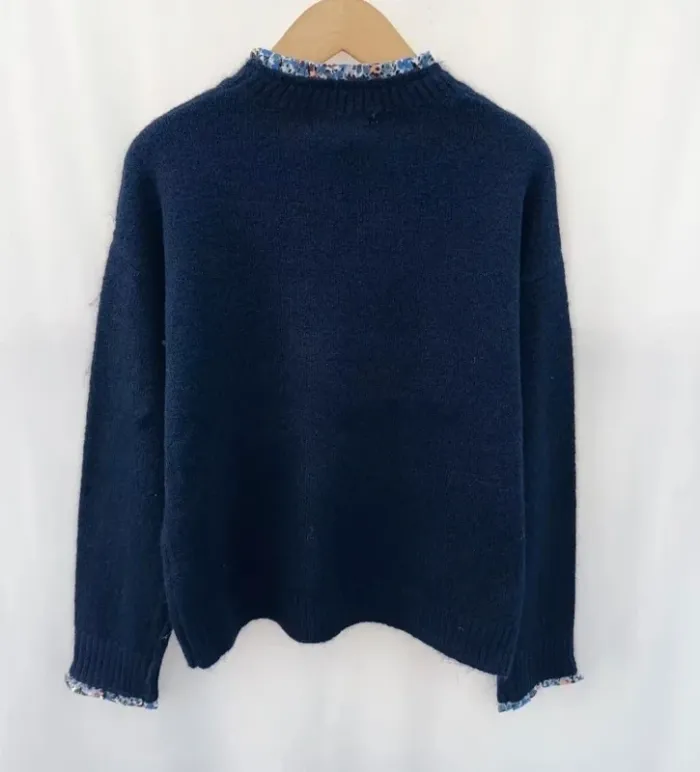 Pull bleu marine Amour laine - photo numéro 3