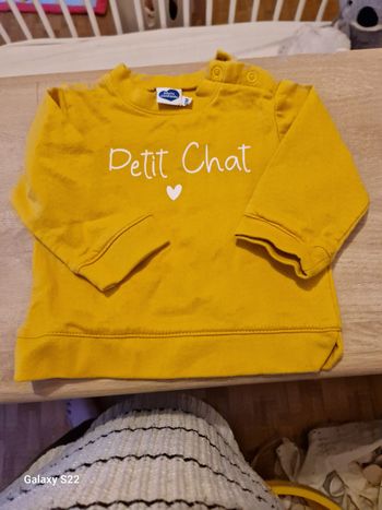 Pull petit chat jaune