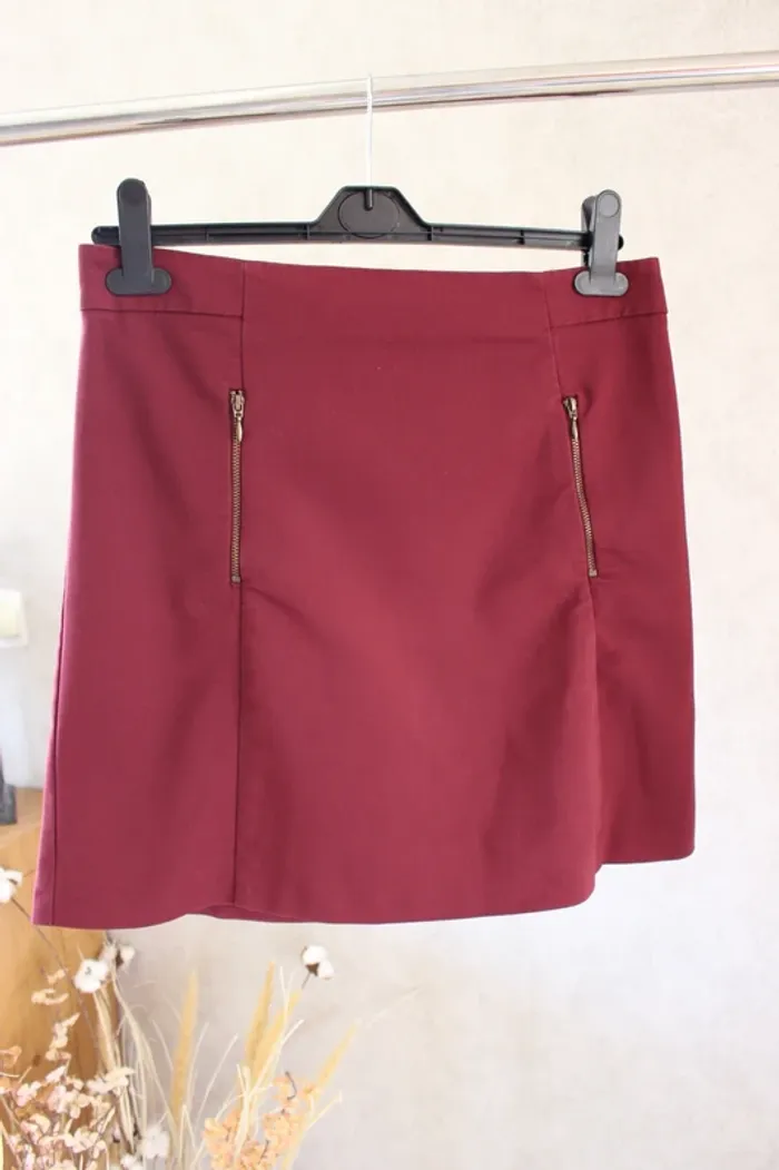 👗 Mini jupe trapèze bordeau, Camaieu 📌
