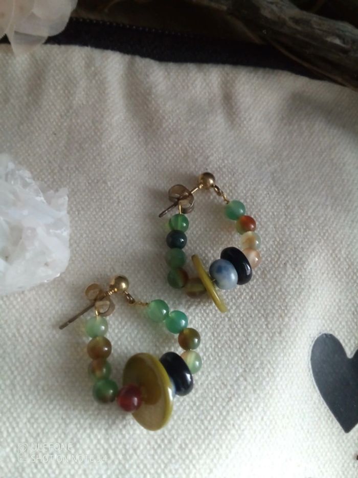 Boucles d'oreilles bohèmes en pierres naturelles