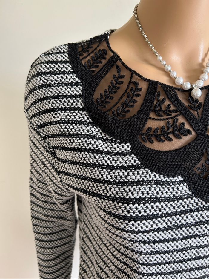 Pull gris et noir pailleté à manches longues Naf Naf taille S TBE - photo numéro 4