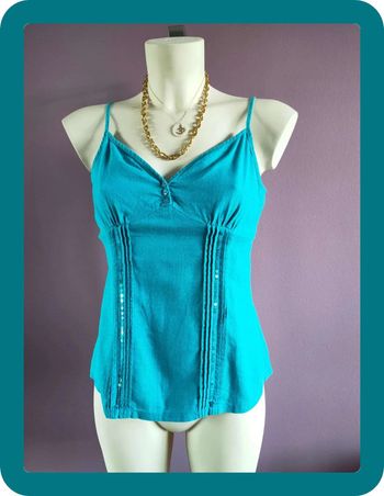 Débardeur bleu vintage en lin