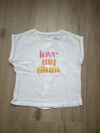 Tee shirt Kiabi blanc inscription 12 mois