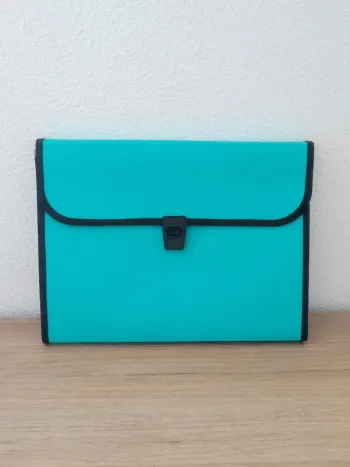 Trieur à soufflet polypro turquoise / United Office - Dos 45mm