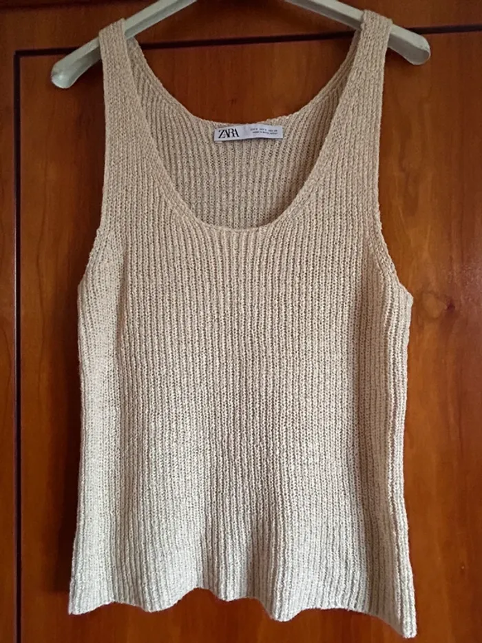 Top débardeur maille écru 36 Zara