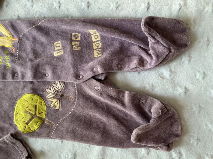 pyjama grenouillère en veloours violet mixte ouverture devant 3 mois in extenso - photo numéro 4