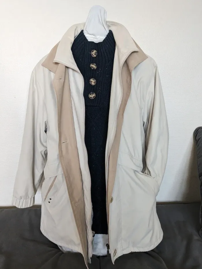 Trench mi-long C&A - beige et crème. - photo numéro 4