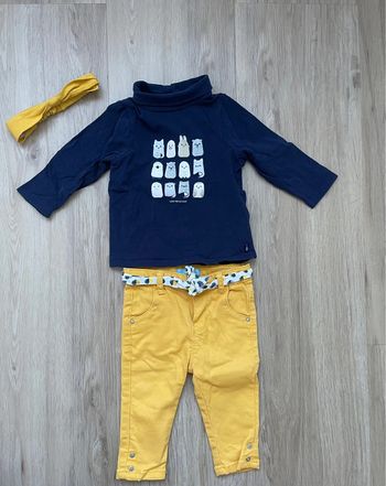 Ensemble Obaïbi bleu marine et jaune 6 mois