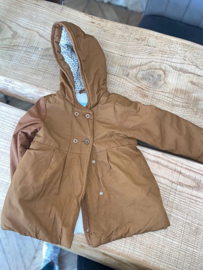 Manteau imperméable okaidi 3 ans marron camel intérieur fourrure blanc - photo numéro 7