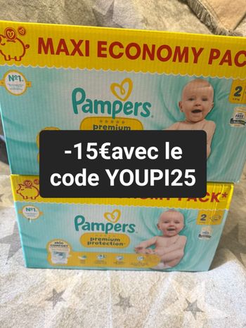 Deux cartons couche Pampers taille 2 preuim