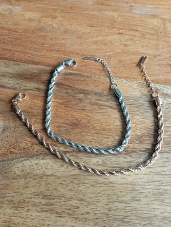 Bracelets de cheville acier doré et argenté