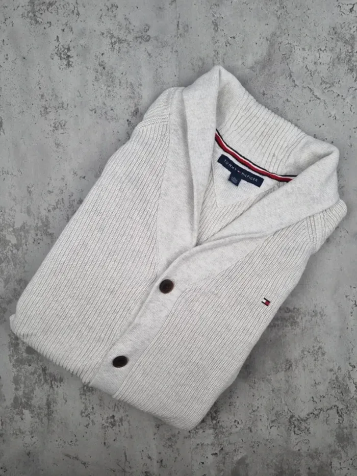 Cardigan Tommy Hilfiger blanc – Taille XL Hommes (mesures en photos)