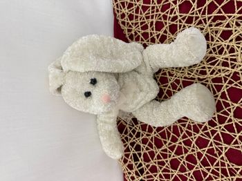 Peluche doudou lapin blanc brillant Jemini