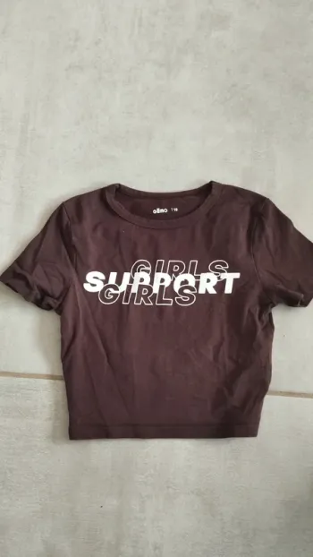 Tee-shirt court marron gemo taille 10 ans fille