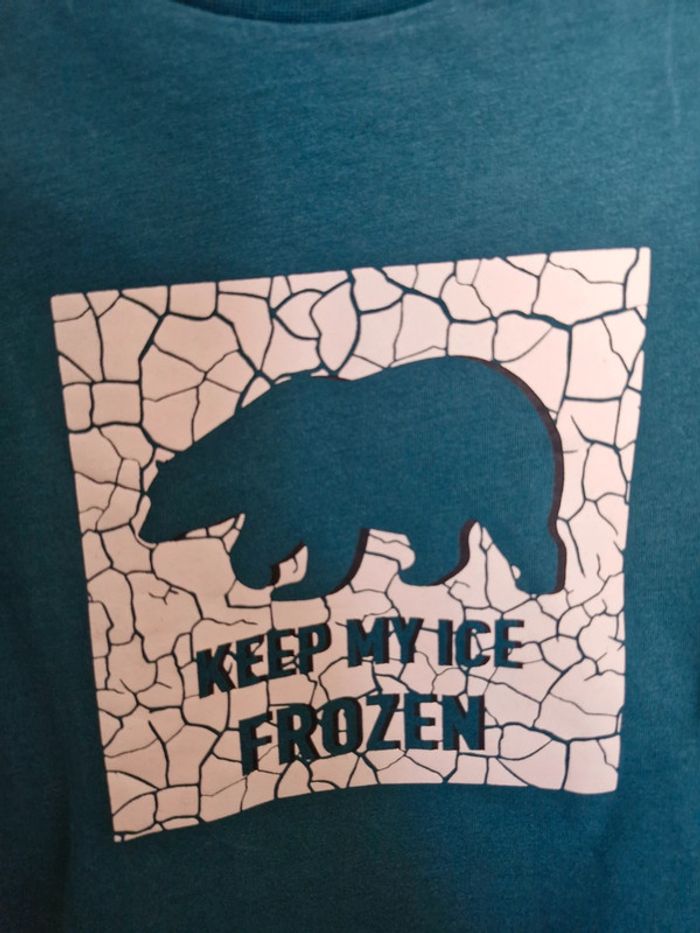 T-shirt manches longues garçon 3 ans Okaïdi Bleu canard avec imprimé blanc coton - photo numéro 2