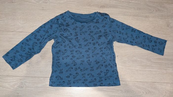 T shirt longues manches bleu garçon 36 mois
