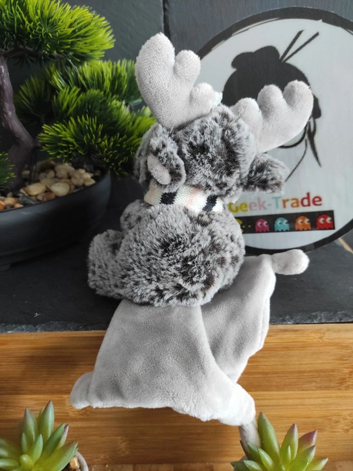 Doudou Renne Élan Gris Mouchoir Écharpe Knuffel Kiabi Cerf #geektradedoudou - photo numéro 2
