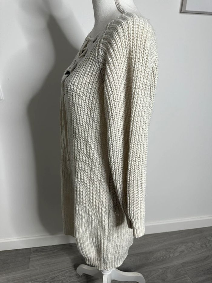 Robe pull oversize en crochet tricot beige crème T40/42 L/XL - photo numéro 2