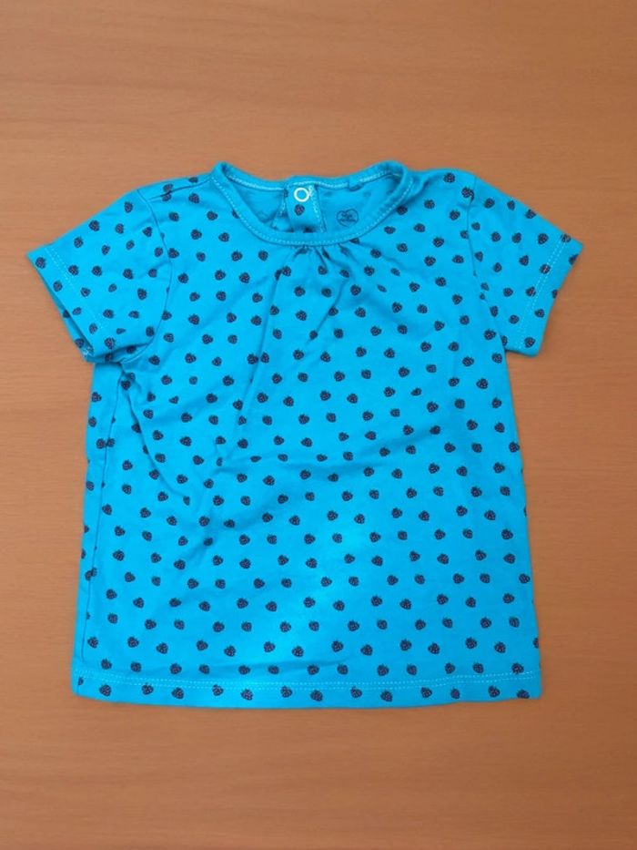T-shirt turquoise fraises Mots d’enfants - photo numéro 2