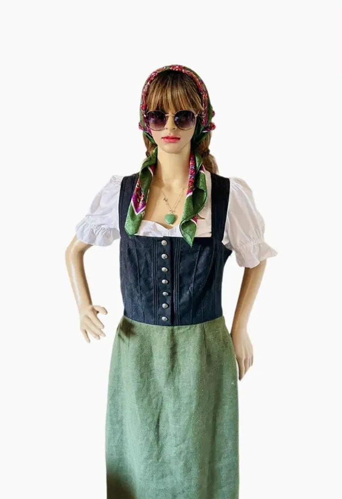 🌿Robe vintage en lin et laine autrichienne T.40 Tramontana Oktoberfest cottagecore linen wool dress🌿 - photo numéro 12