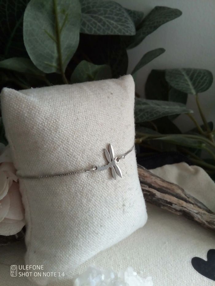 Bracelet libellule en acier inoxydable argenté