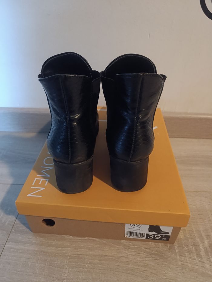 Bottines femmes, 39, noires, croco - photo numéro 2