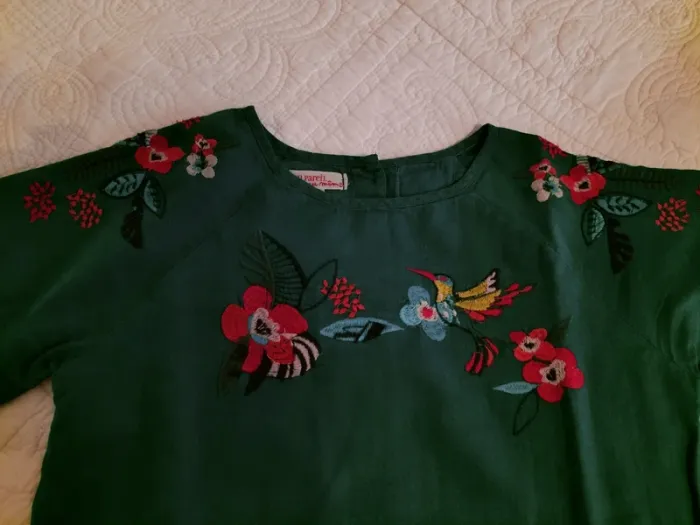 Robe brodée verte - 10 ans - DPAM - photo numéro 3
