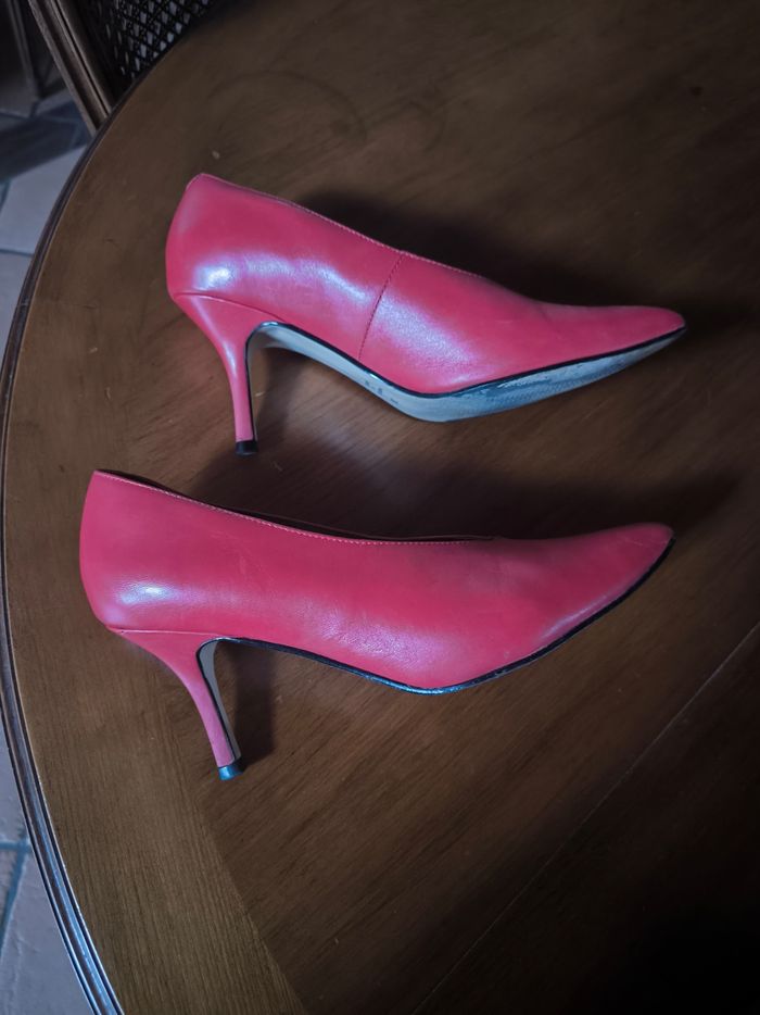 Chaussures talons en cuir rouge - photo numéro 3