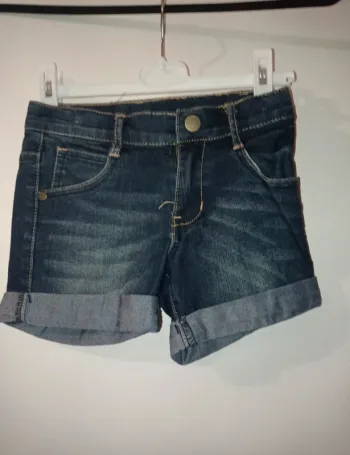 Short en jean petite fille bleu