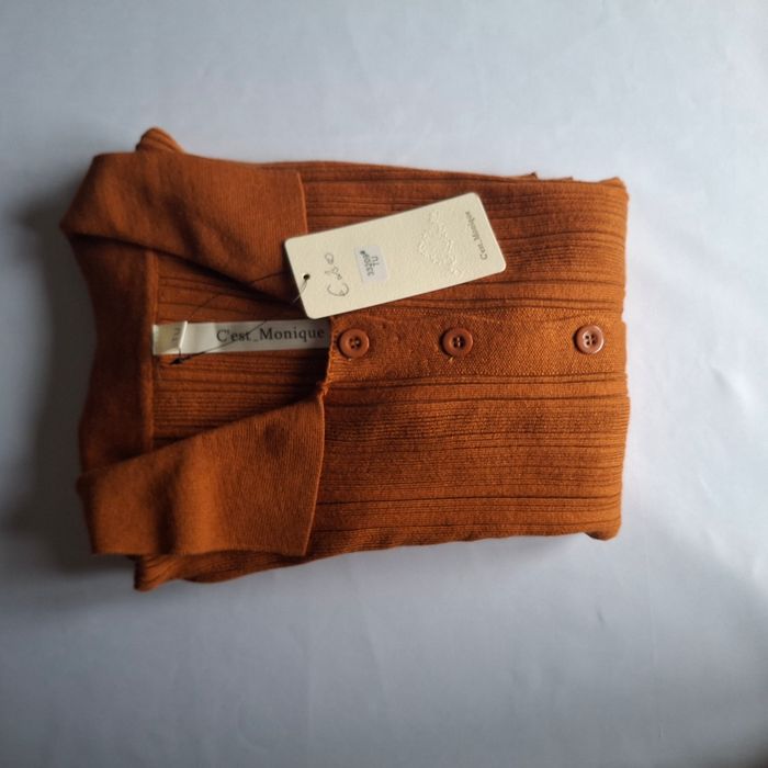 Robe en maille côtelée marron caramel à manches longues - Taille Unique - NEUF - C'est Monique - photo numéro 5