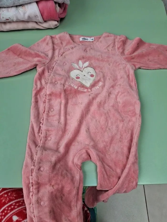Lot de 5 pyjamas velours 12 mois fille - photo numéro 8