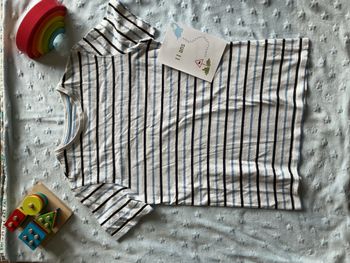 teeshirt manches courtes blanc rayé bleu 11/12 ans primark