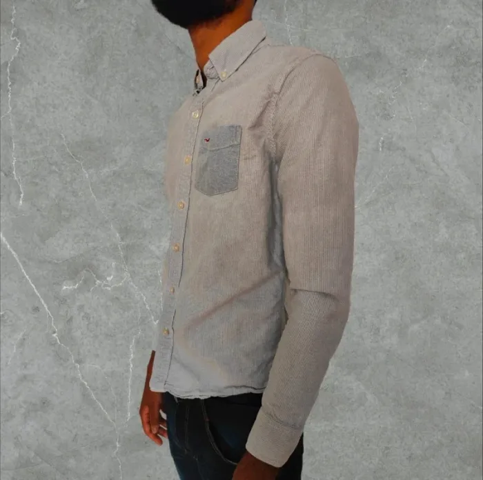 Chemise rayé Blanc et Bleu Hollister Homme – Élégante & Casual - photo numéro 3