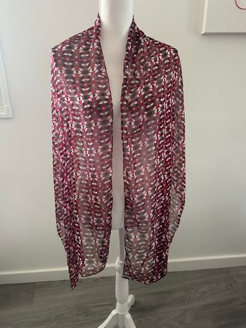 Foulard étole bariolée géométrique rouge bordeaux 50x180cm