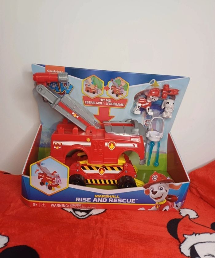 🧸Grand véhicule et figurines Marcus pat patrouille neuf avec étiquettes