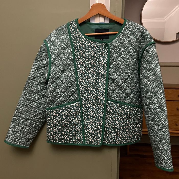 Veste matelassée réversible motif fleuri Kiabi - Verte & blanche - photo numéro 2