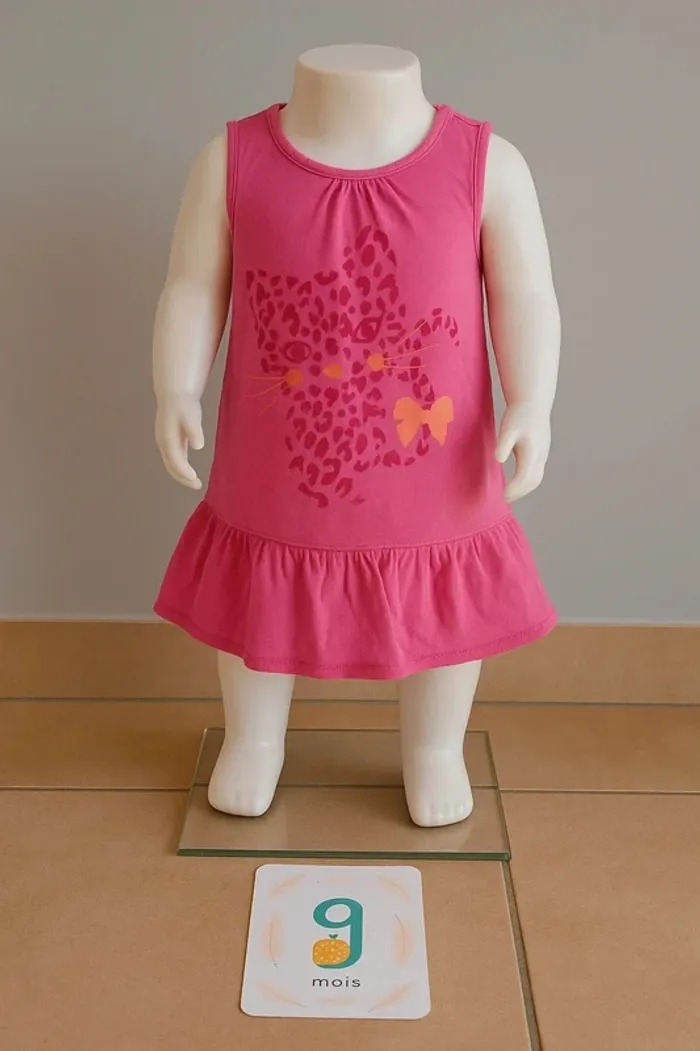 Robe bébé rose motif léopard Taille 9 mois