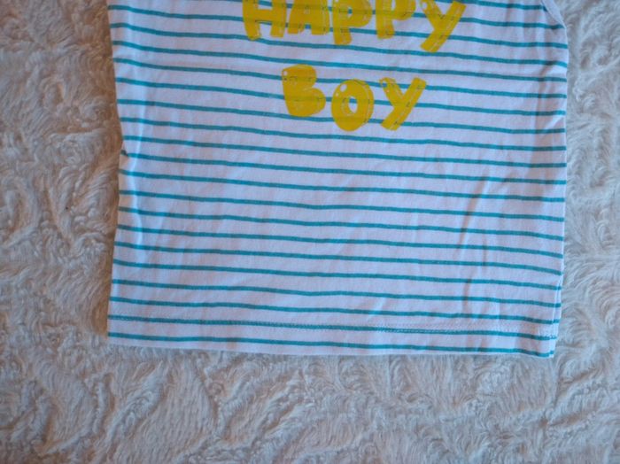 Débardeur tee shirt sans manche Garçon 9 mois Happy Boy Pommette 100% coton - photo numéro 4